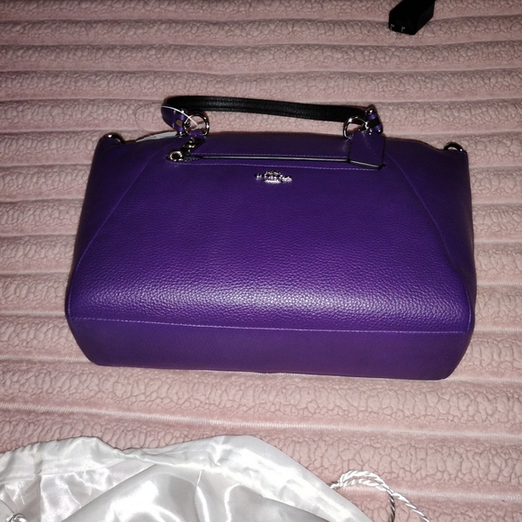 Coach Vibrant Purple Leather Satchel - Picture 8 of 14